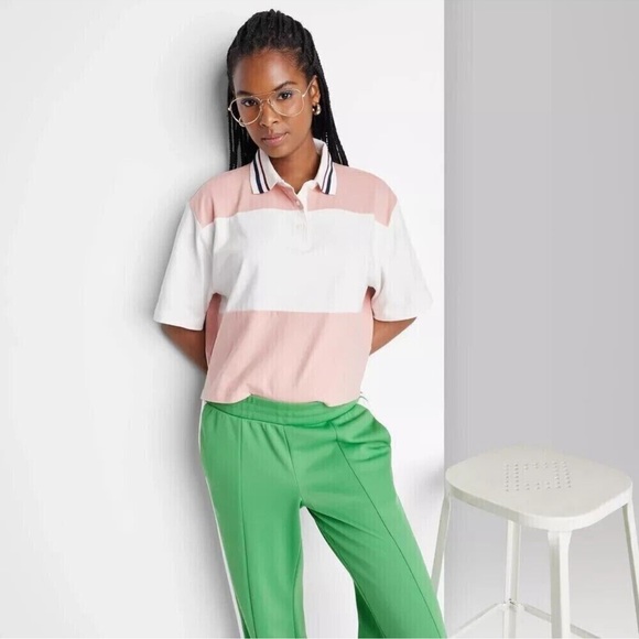 NWT Short Sleeve Rugby Shirt Wild Fable Top size M - Picture 2 of 7